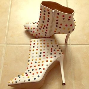 Stiletto boots with colorful studs